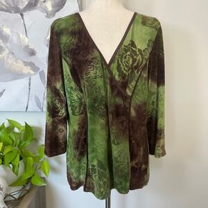 Womens Top XL Burnout Floral Paisley Boho Whimsigoth Grunge Fairy Goblin Y2K